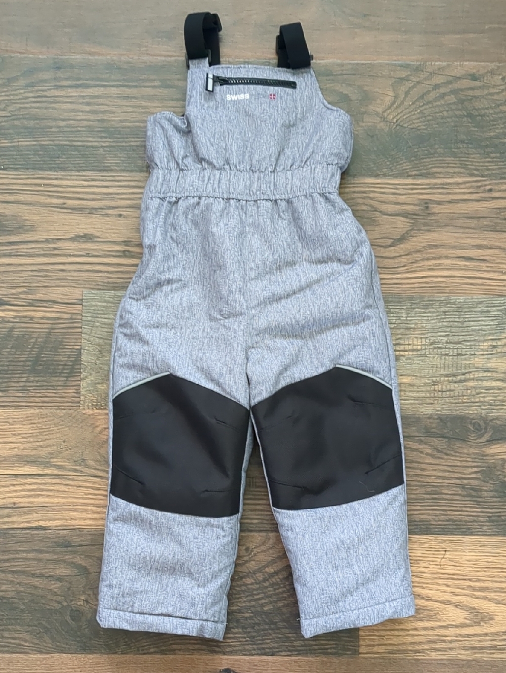 Swiss Tech Children's Bib Overalls Snow Pants, Black and Gray, Size 3T